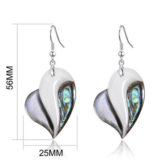 Abalone Shell Heart Drop Earrings - Philip Jones Jewellery