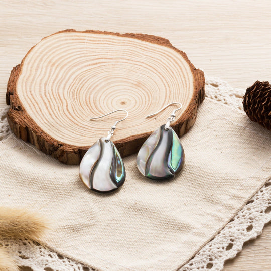 Abalone Shell Pear Drop Earrings - Philip Jones Jewellery