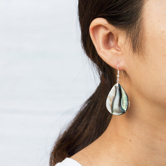 Abalone Shell Pear Drop Earrings - Philip Jones Jewellery