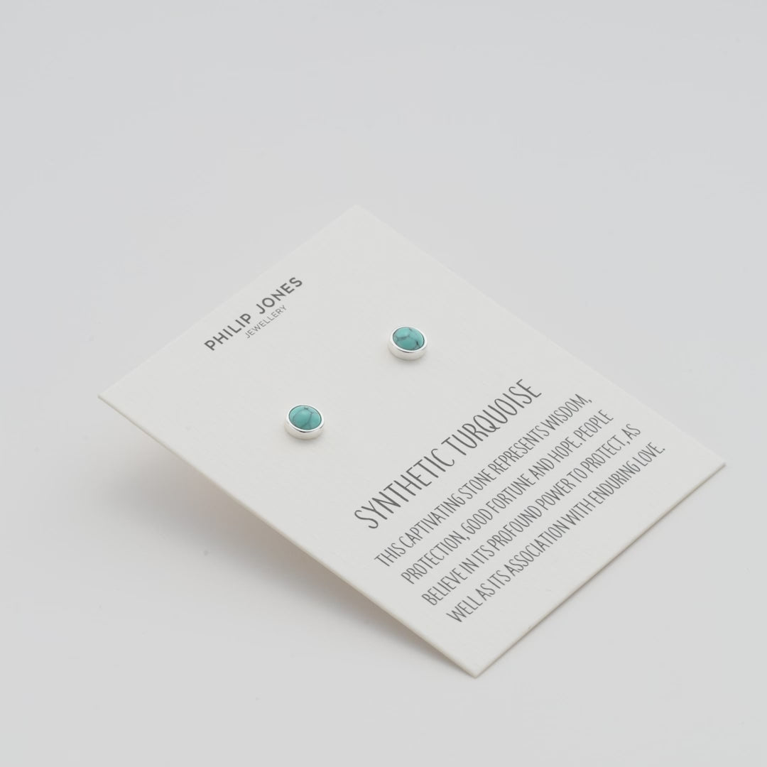 Synthetic Turquoise Stud Earrings with Quote Card Video