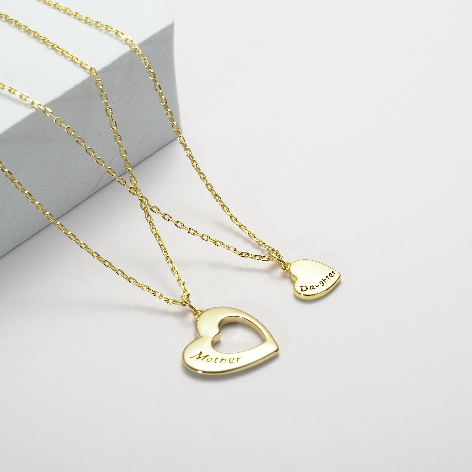 Gold Plated Mother and Daughter Necklace Set Video