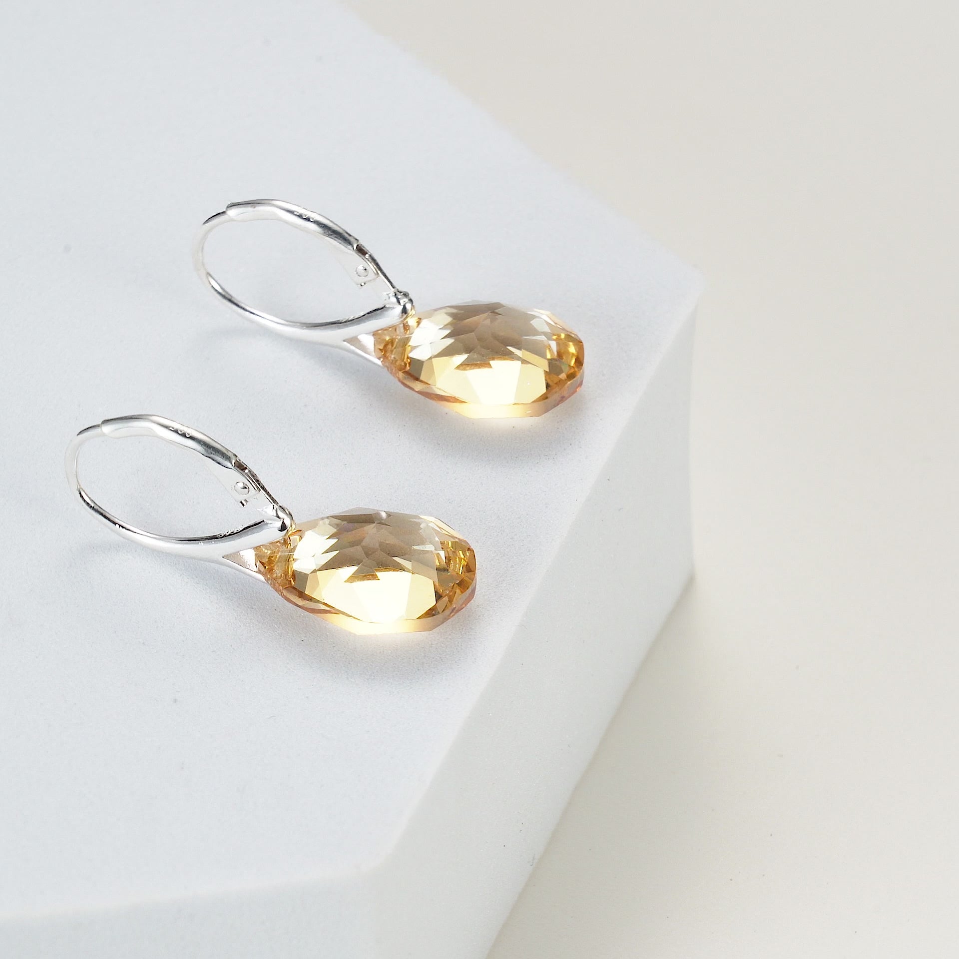 Sterling Silver Golden Shadow Drop Earrings Created with Zircondia® Crystals Video