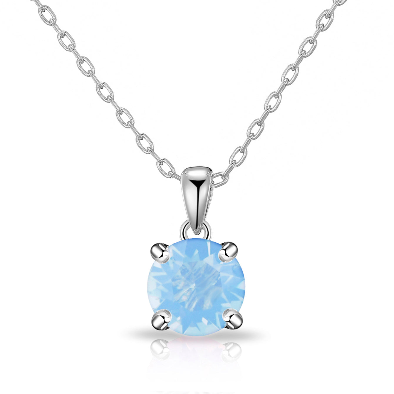 Air Blue Opal Necklace Created with Zircondia® Crystals by Philip Jones Jewellery