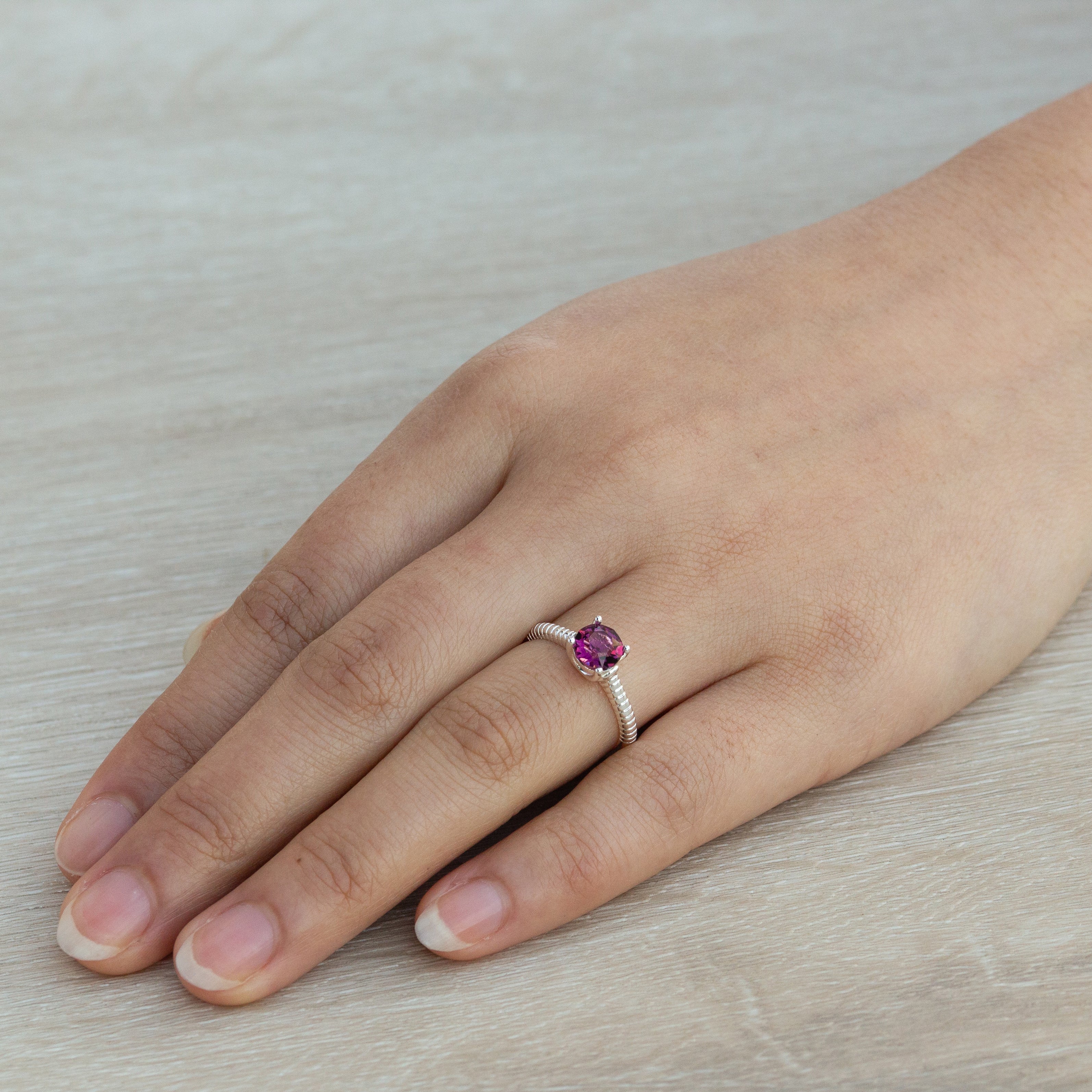 Purple Adjustable Crystal Ring Created with Zircondia® Crystals