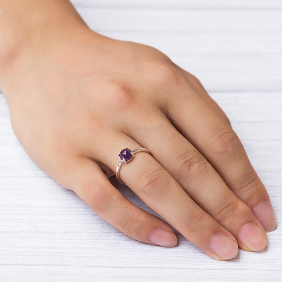 Amethyst Adjustable Ring with Quote Card - Philip Jones Jewellery