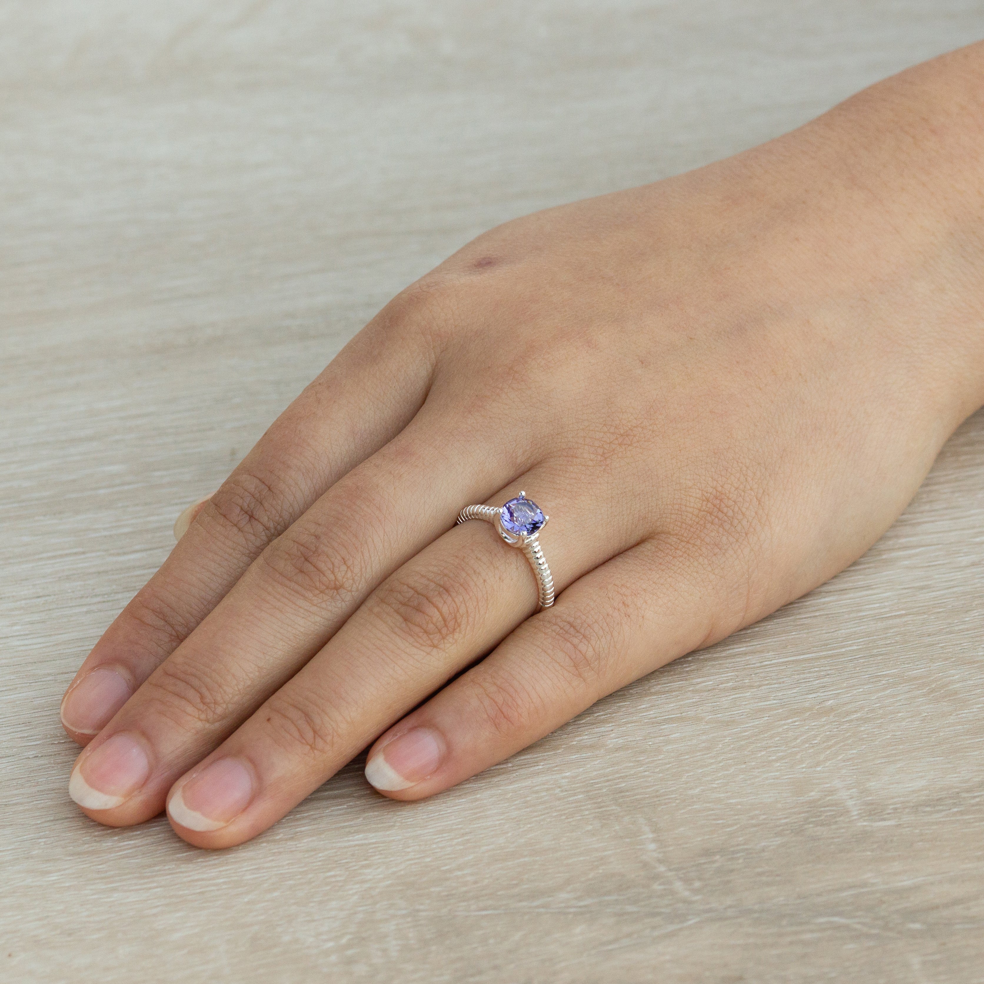 Light Purple Adjustable Crystal Ring Created with Zircondia® Crystals