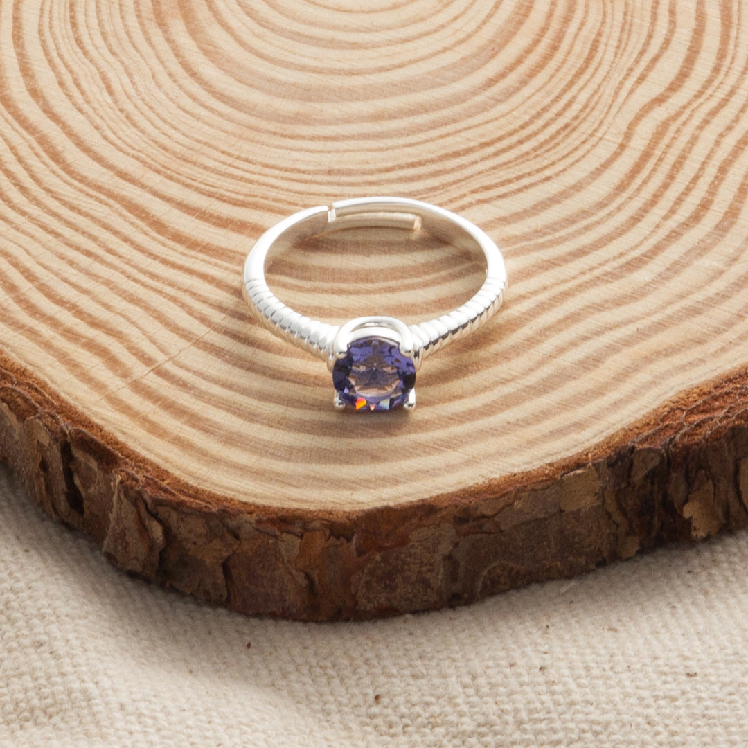 Light Purple Adjustable Crystal Ring Created with Zircondia® Crystals