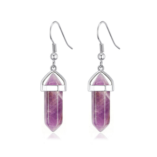 Amethyst Gemstone Drop Earrings with Quote Card - Philip Jones Jewellery