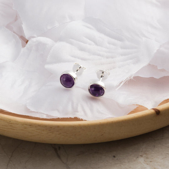 Amethyst Stud Earrings - Philip Jones Jewellery