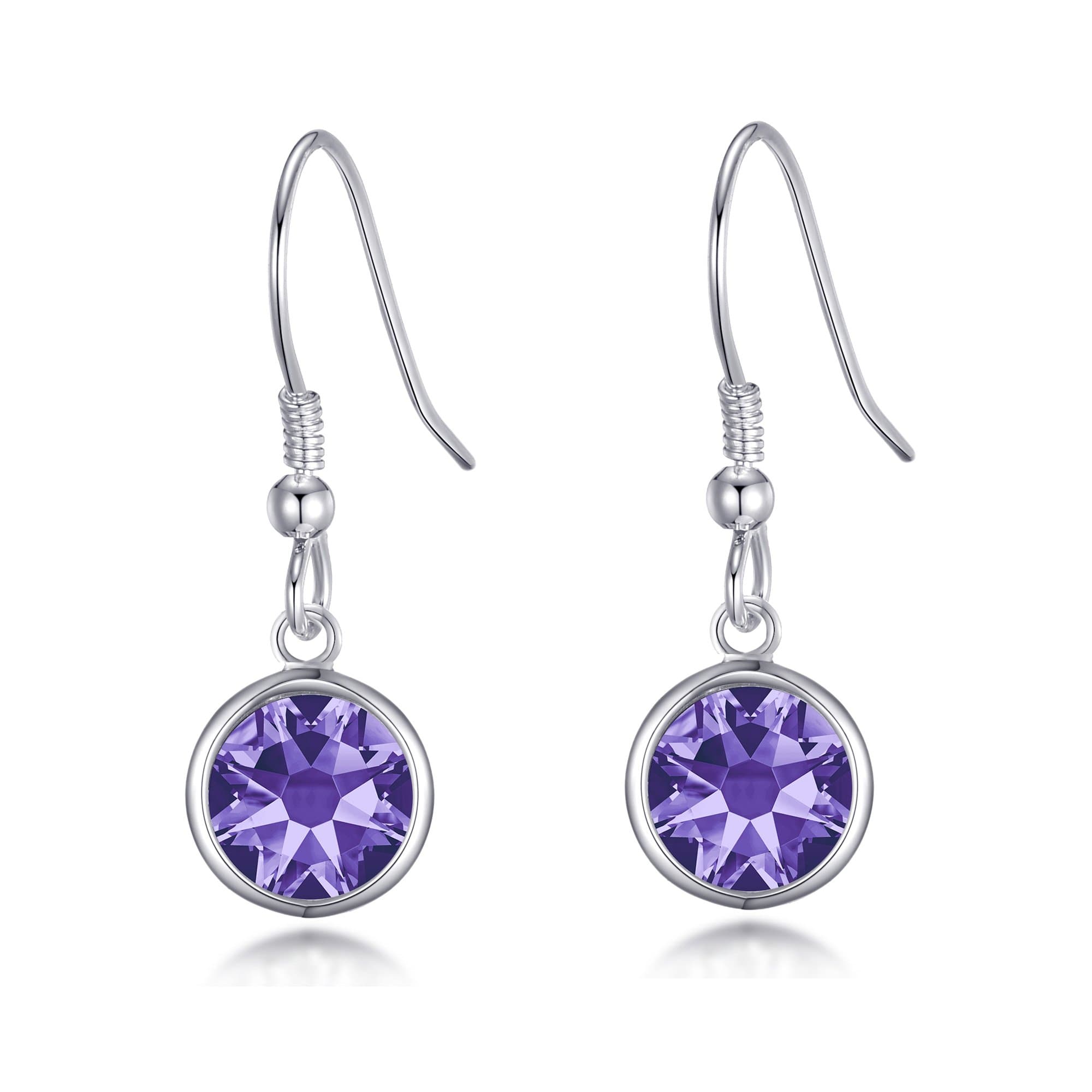 February Birthstone Drop Earrings Created with Amethyst Zircondia® Crystals