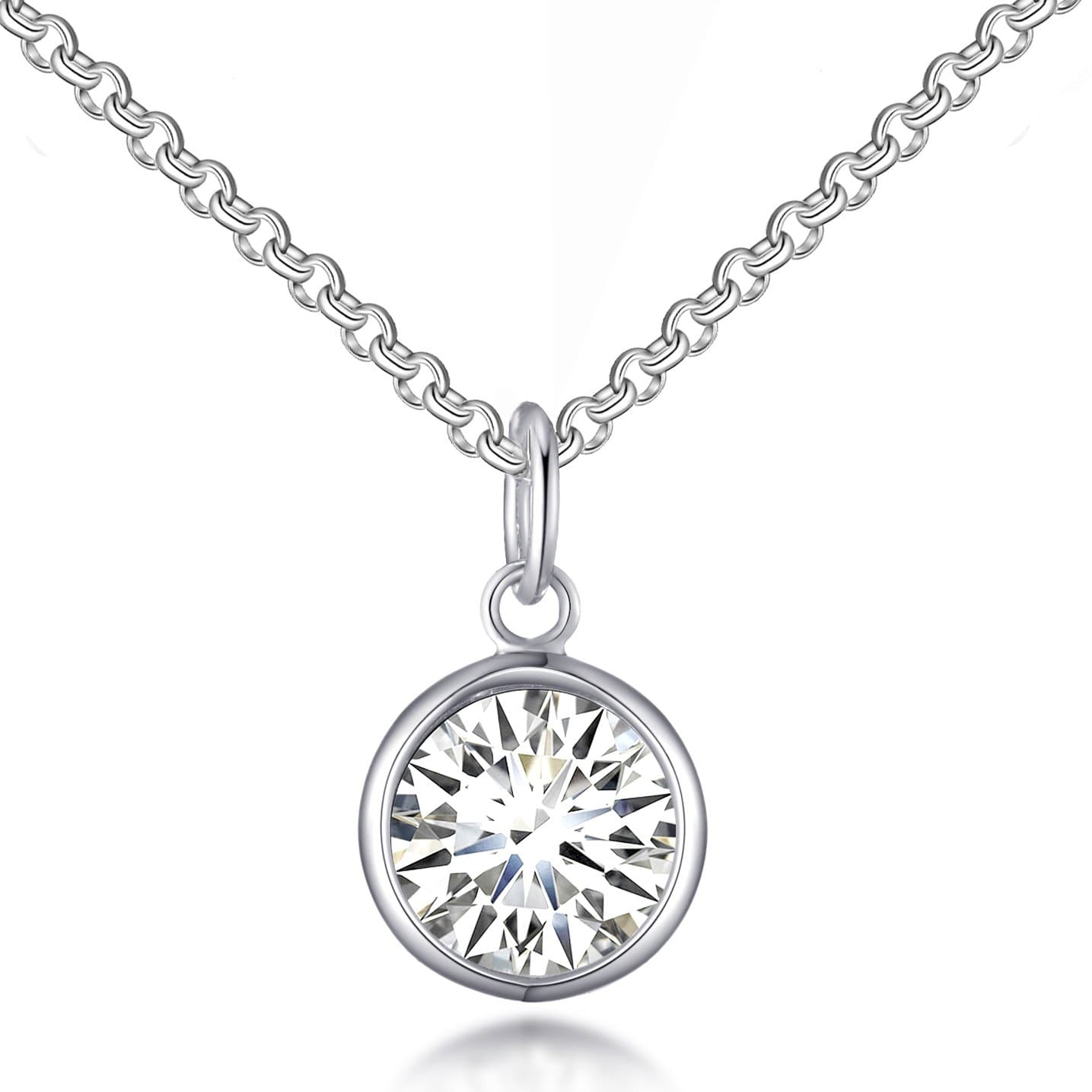 April (Diamond) Birthstone Necklace Created with Zircondia® Crystals - Philip Jones Jewellery