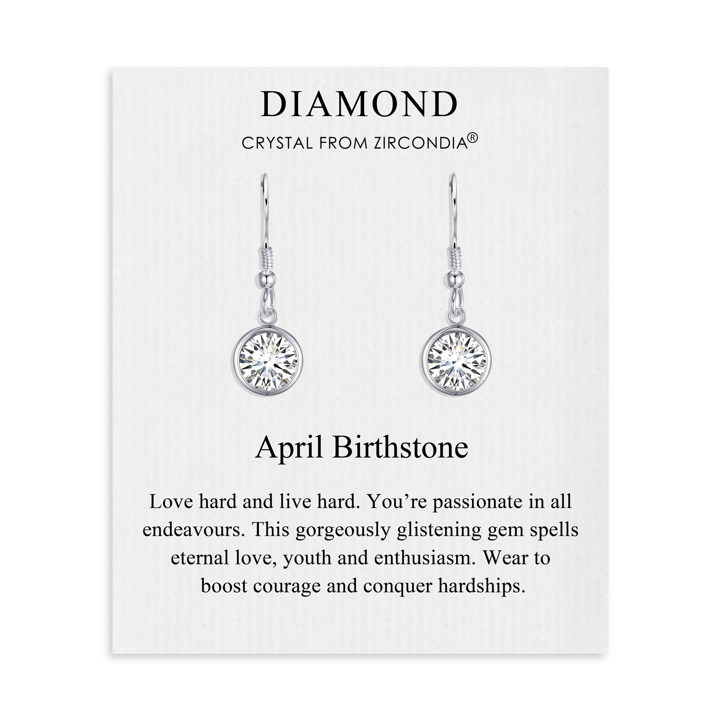 April Birthstone Drop Earrings Created with Diamond Zircondia® Crystals by Philip Jones Jewellery