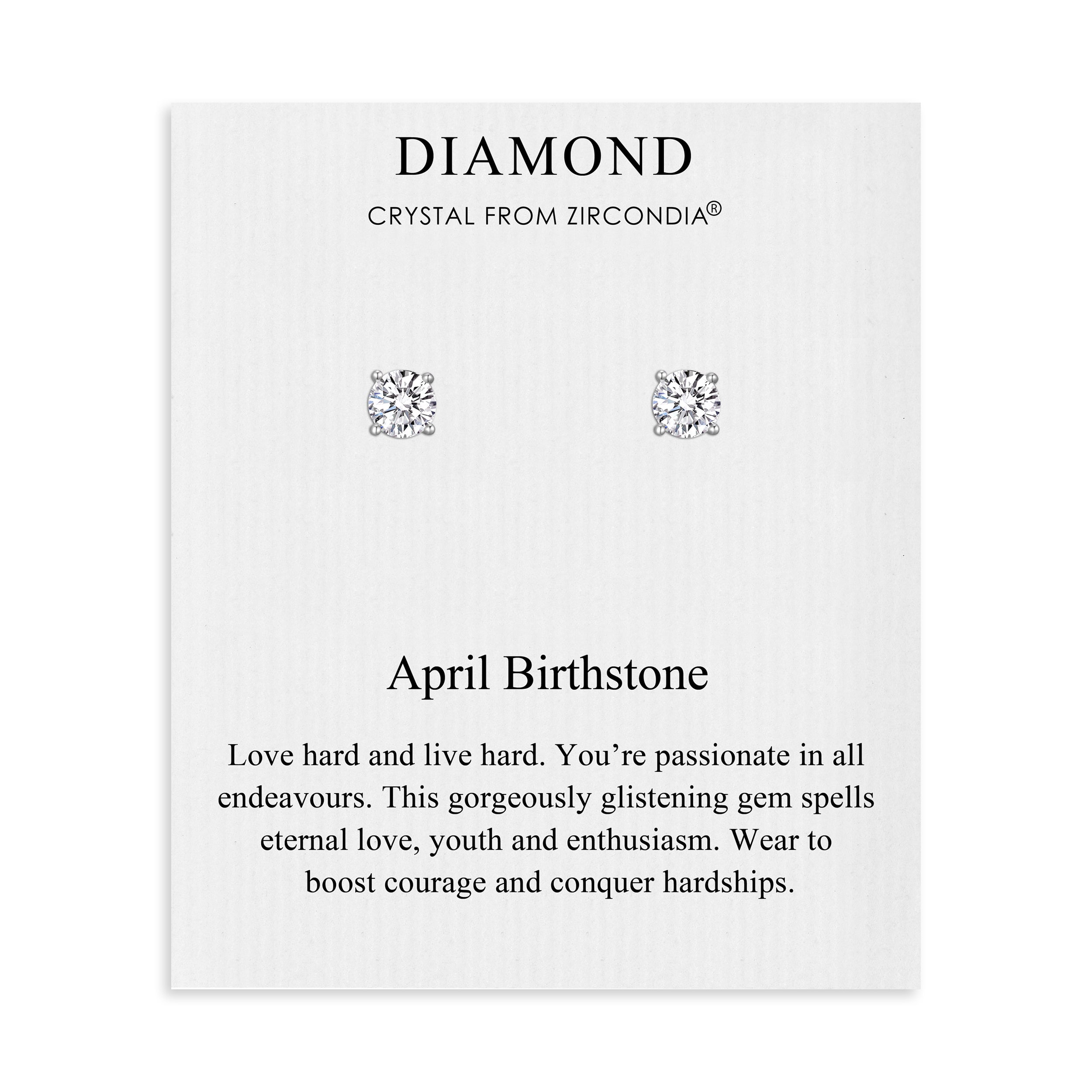 April (Diamond) Birthstone Earrings Created with Zircondia® Crystals by Philip Jones Jewellery