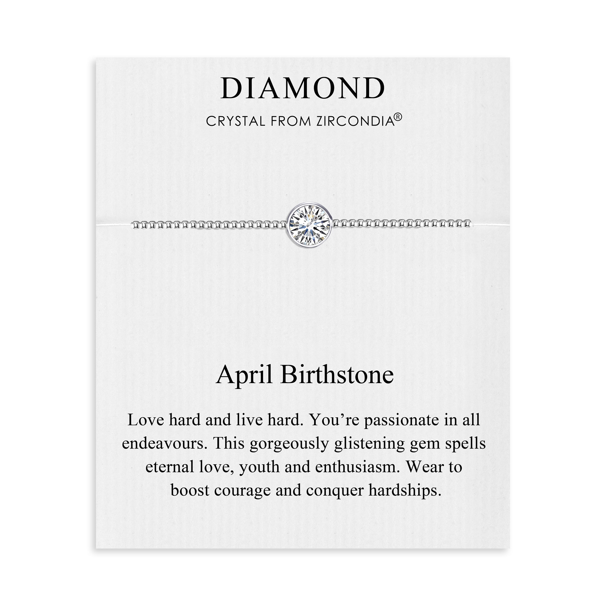 April (Diamond) Birthstone Bracelet Created with Zircondia® Crystals by Philip Jones Jewellery