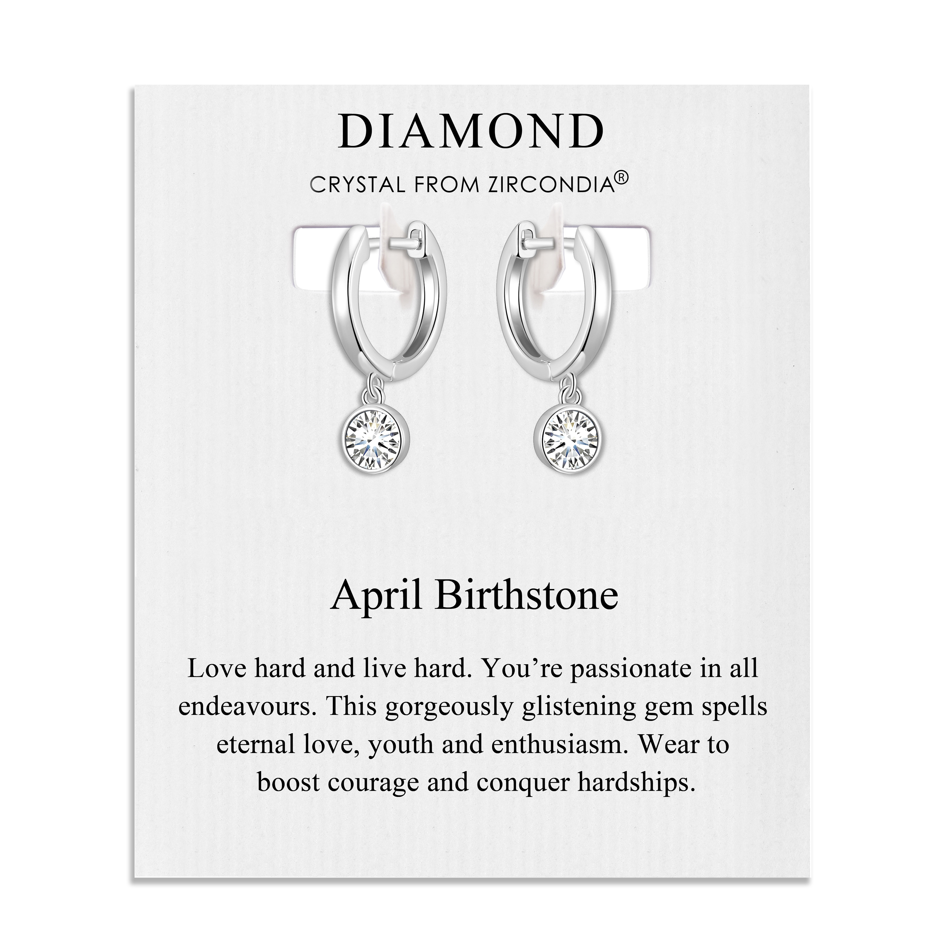 April Birthstone Hoop Earrings Created with Diamond Zircondia® Crystals by Philip Jones Jewellery