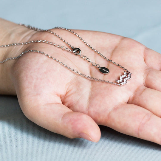 Aquarius Zodiac Star Sign Necklace Created with Zircondia® Crystals - Philip Jones Jewellery