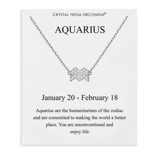 Aquarius Zodiac Star Sign Necklace Created with Zircondia® Crystals - Philip Jones Jewellery