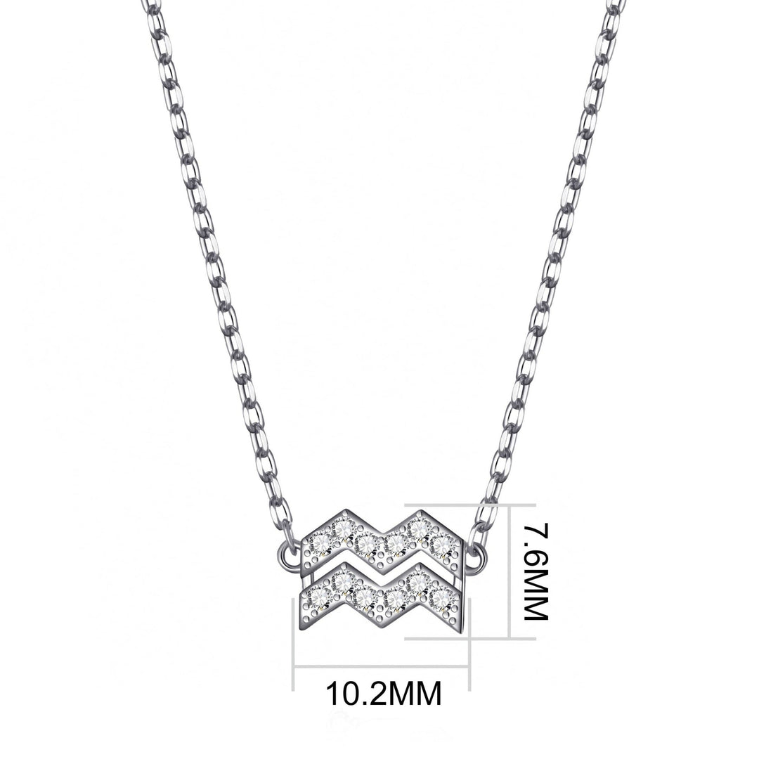 Aquarius Zodiac Star Sign Necklace Created with Zircondia® Crystals - Philip Jones Jewellery