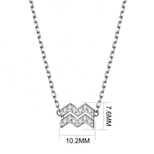 Aquarius Zodiac Star Sign Necklace Created with Zircondia® Crystals - Philip Jones Jewellery