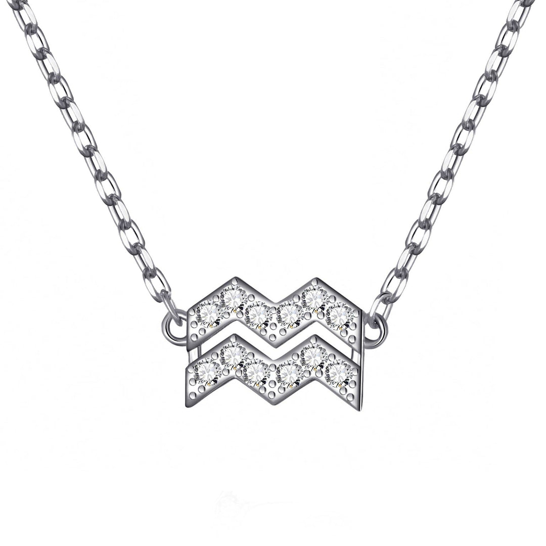 Aquarius Zodiac Star Sign Necklace Created with Zircondia® Crystals - Philip Jones Jewellery