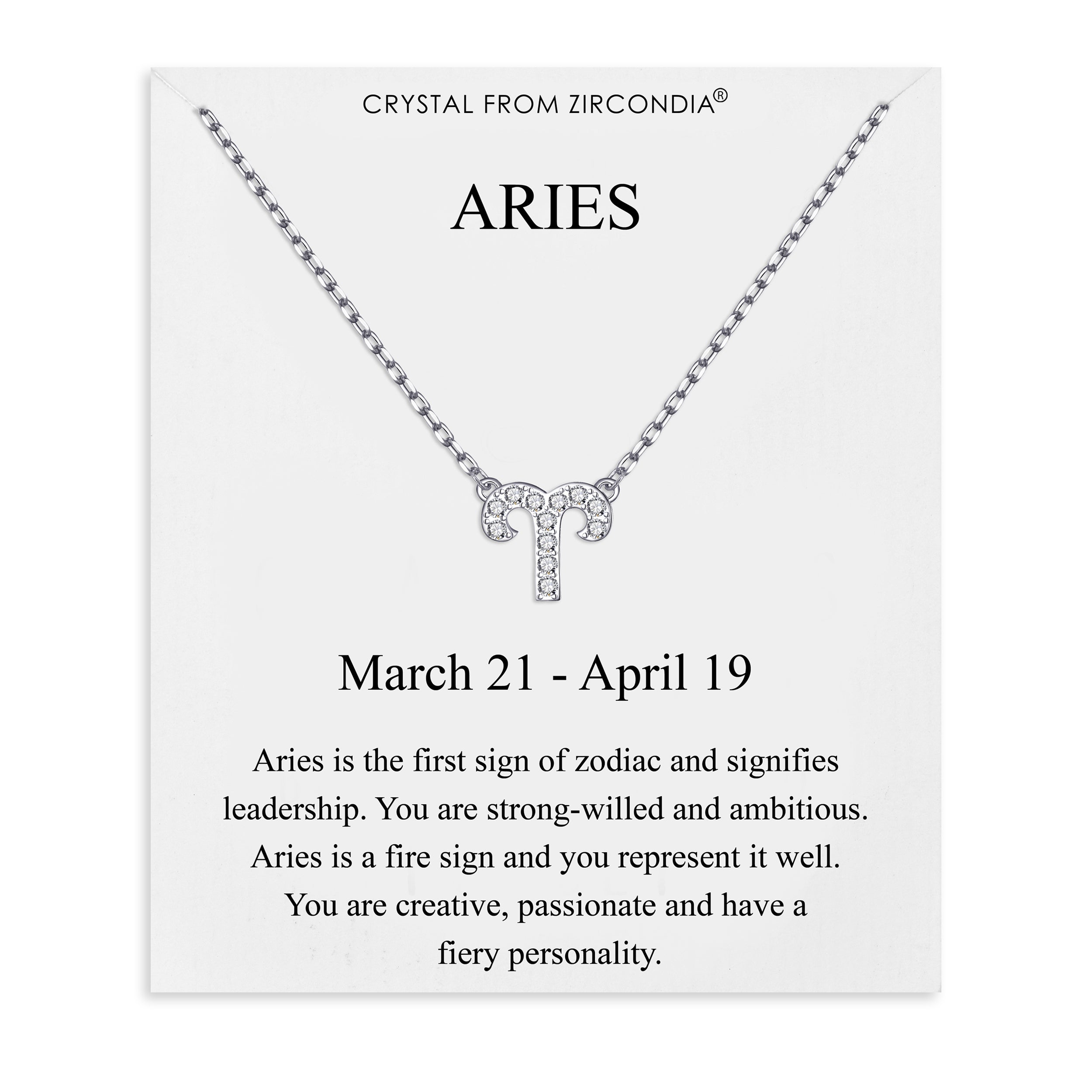 Aries Zodiac Star Sign Necklace Created with Zircondia® Crystals by Philip Jones Jewellery