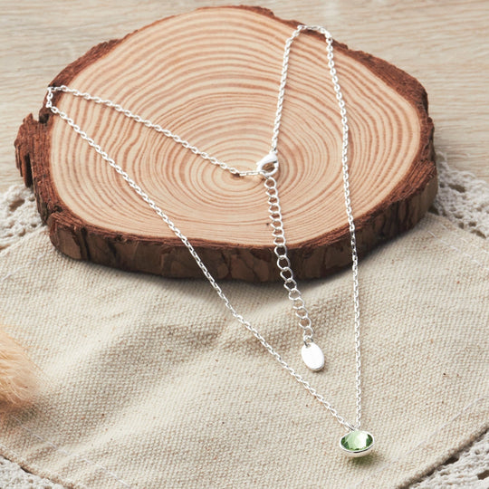 August (Peridot) Birthstone Necklace Created with Zircondia® Crystals - Philip Jones Jewellery