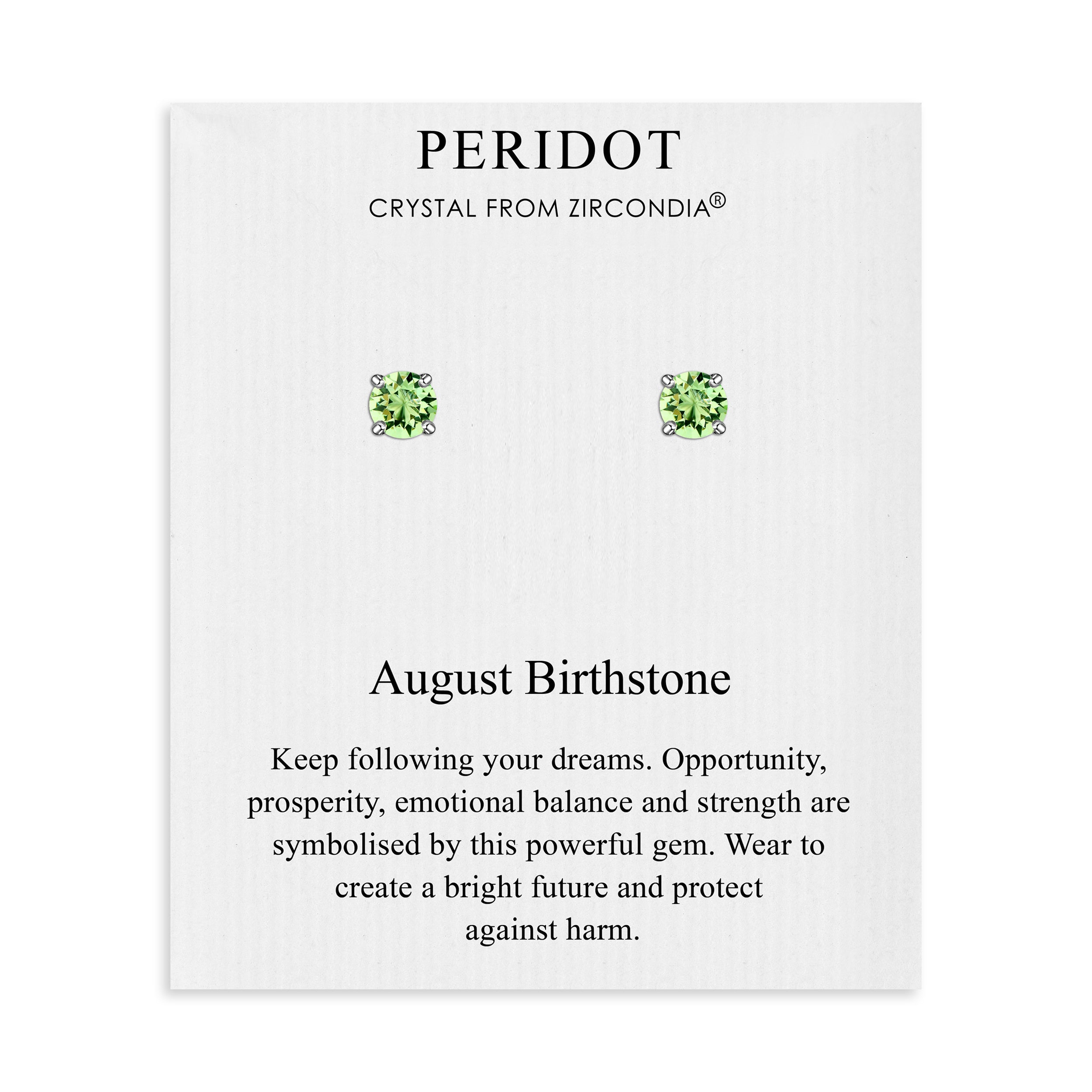 August (Peridot) Birthstone Earrings Created with Zircondia® Crystals by Philip Jones Jewellery