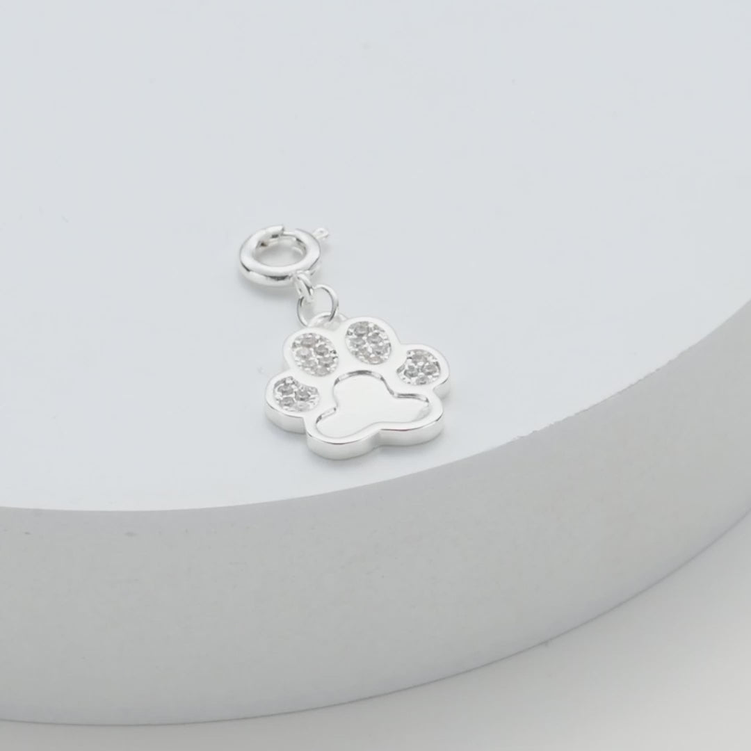 Paw Charm Created with Zircondia® Crystals