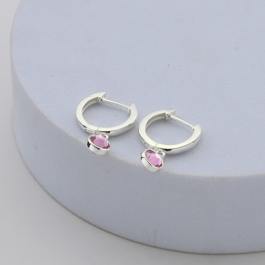 Pink Crystal Hoop Earrings Created with Zircondia® Crystals Video