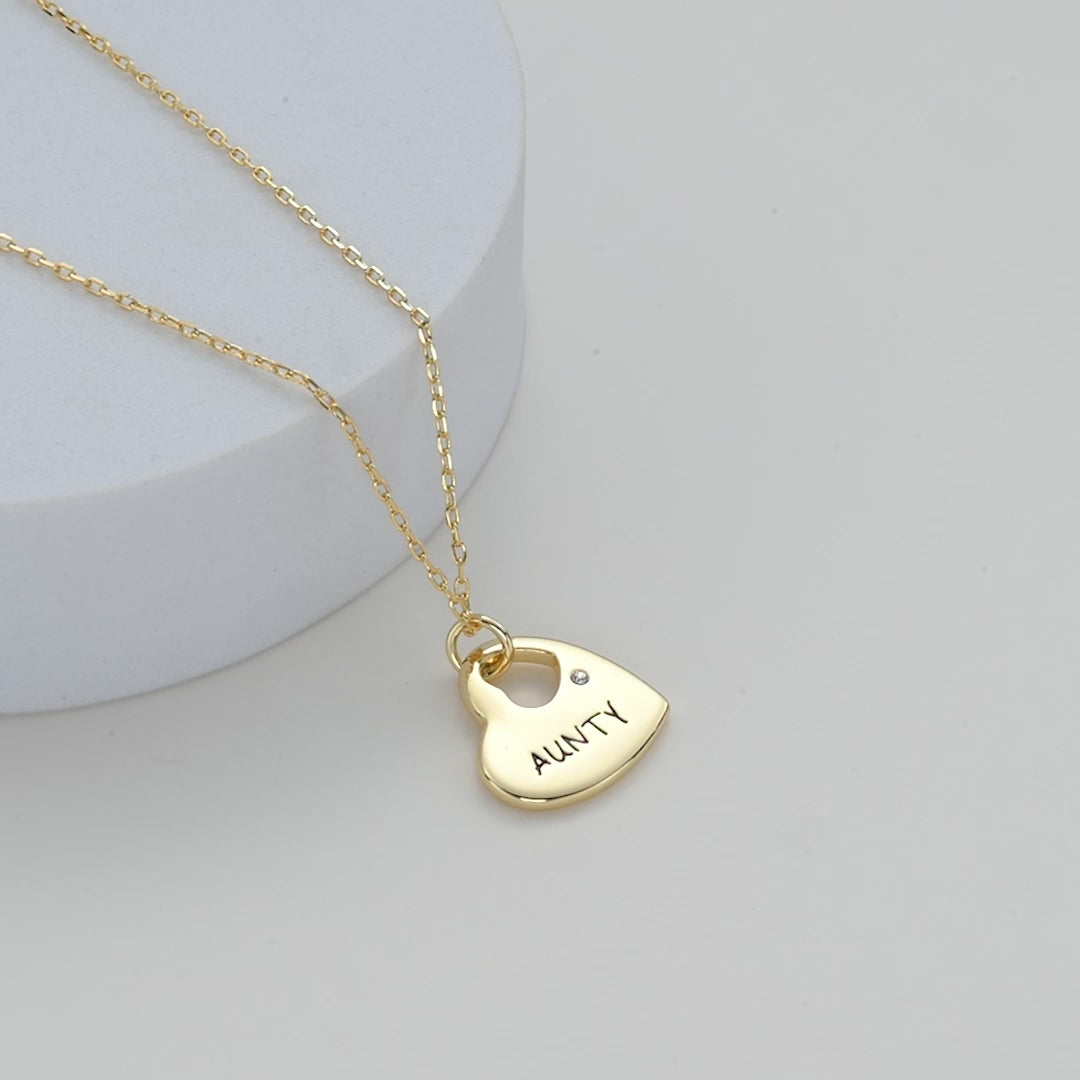 Gold Plated Aunty Heart Necklace Created with Zircondia® Crystals Video
