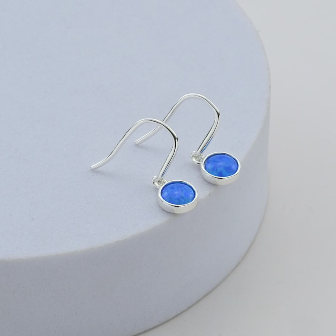 Sterling Silver Blue Opal Drop Earrings