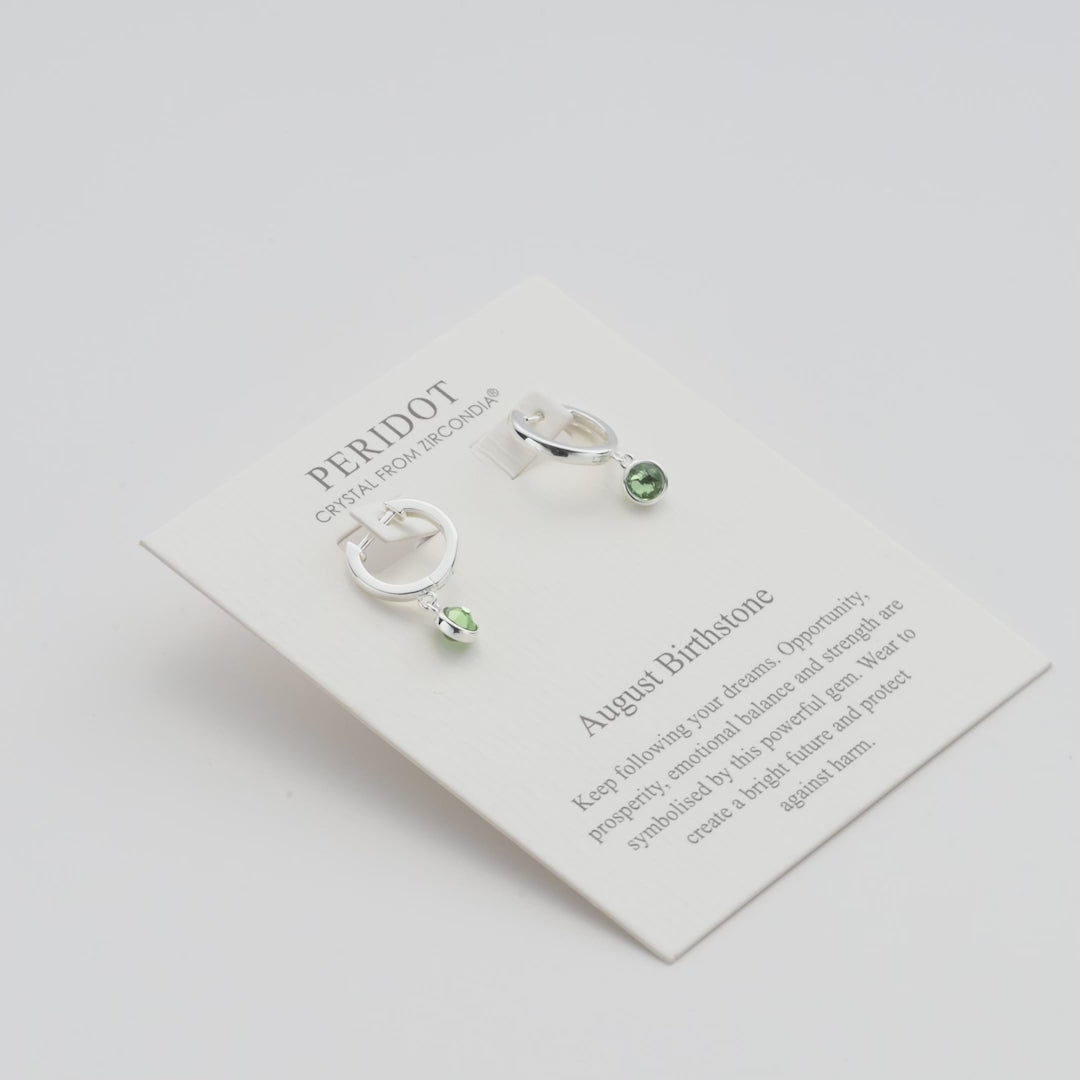 August Birthstone Hoop Earrings Created with Peridot Zircondia® Crystals Video