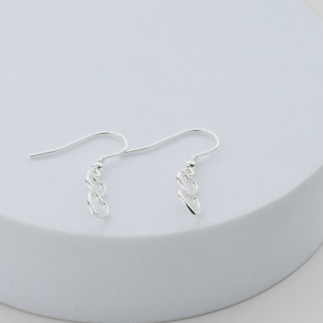 Sterling Silver Double Heart Drop Earrings Video
