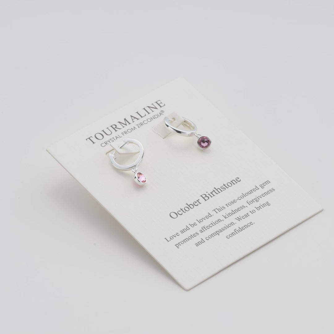 October Birthstone Hoop Earrings Created with Tourmaline Zircondia® Crystals Video
