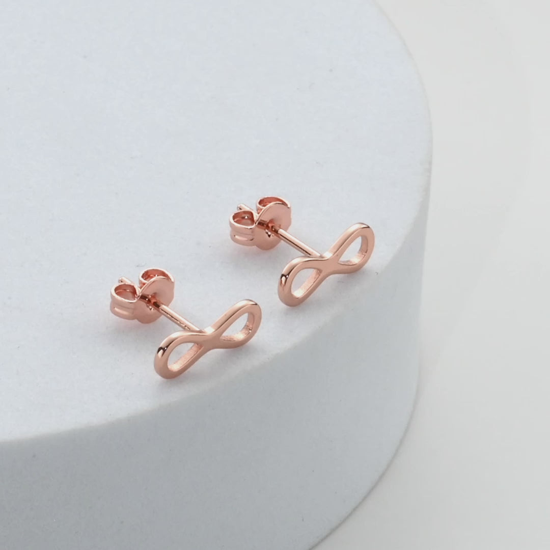 Rose Gold Plated Infinity Stud Earrings Video