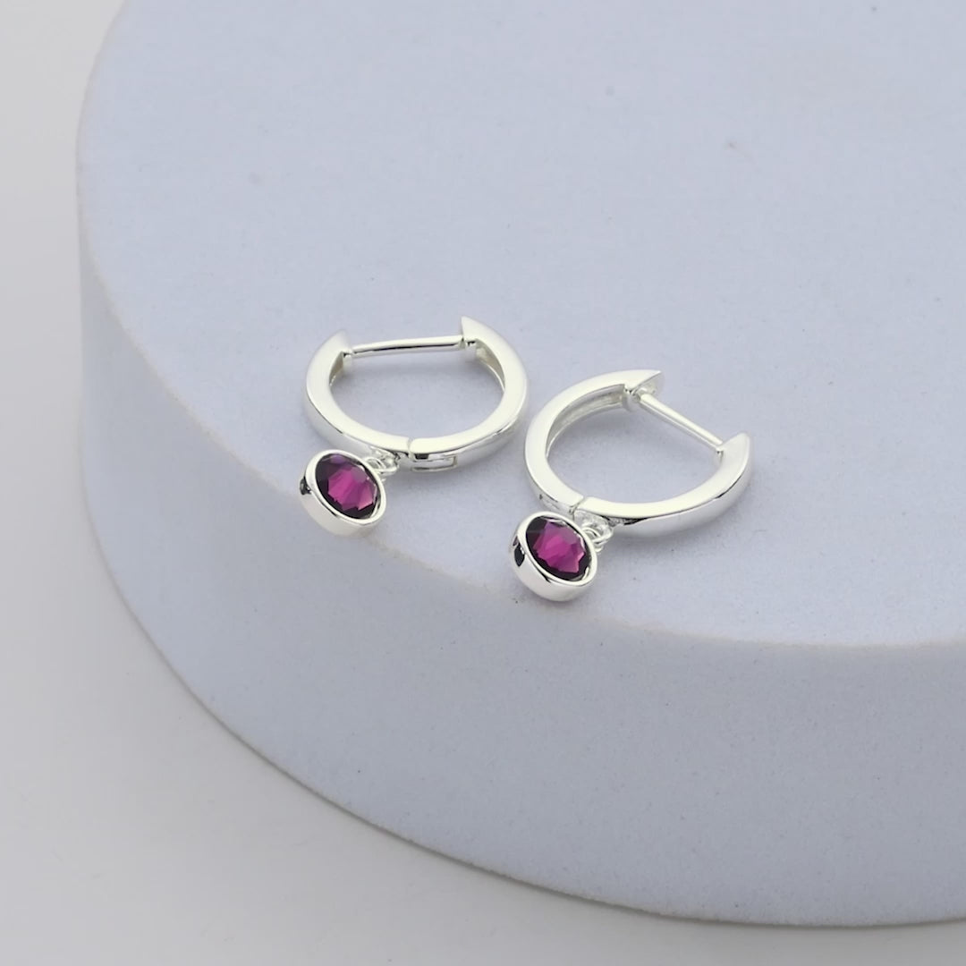 Purple Crystal Hoop Earrings Created with Zircondia® Crystals Video