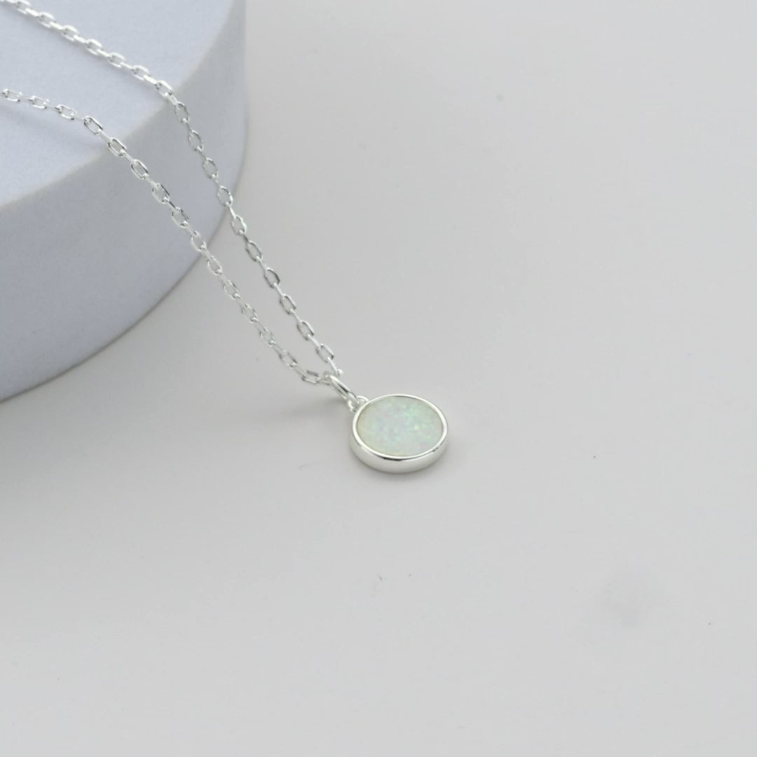 Silver Plated Synthetic White Opal Necklace Video