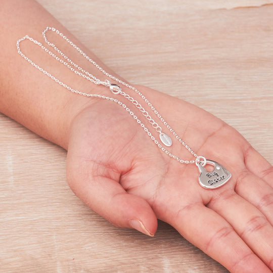 Big Sister Heart Necklace Created with Zircondia® Crystals - Philip Jones Jewellery