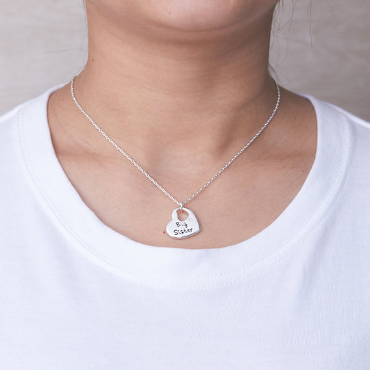 Big Sister Heart Necklace Created with Zircondia® Crystals - Philip Jones Jewellery