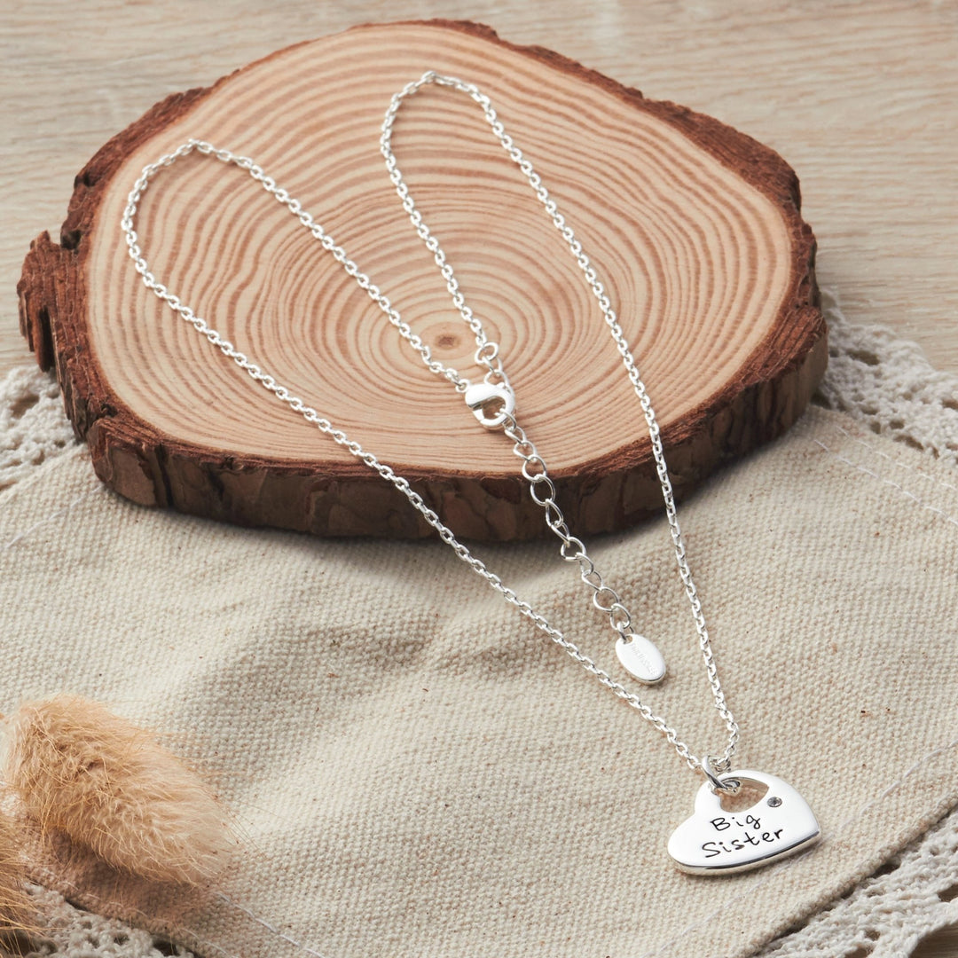 Big Sister Heart Necklace Created with Zircondia® Crystals - Philip Jones Jewellery