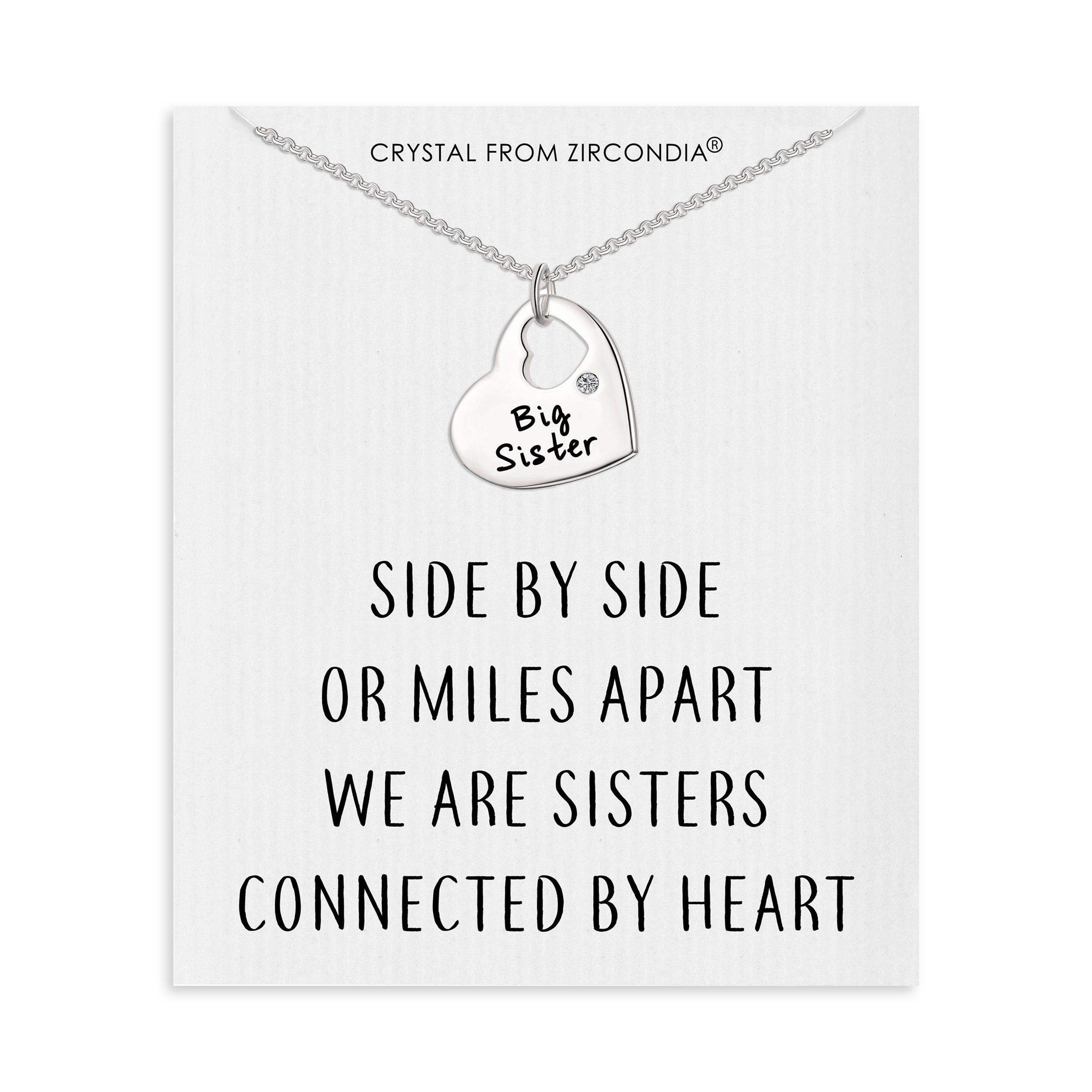 Big Sister Heart Necklace with Quote Card Created with Zircondia® Crystals by Philip Jones Jewellery