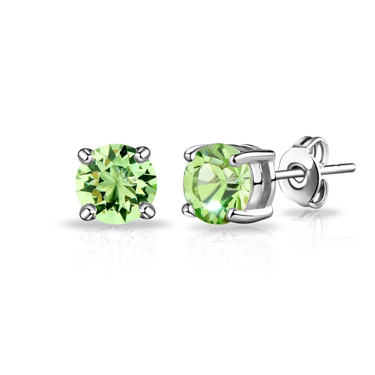 Light Green Stud Earrings Created with Zircondia® Crystals by Philip Jones Jewellery