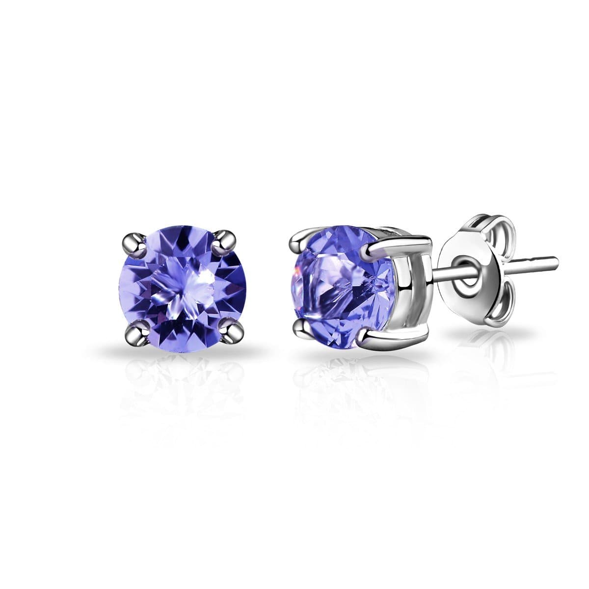 Light Purple Stud Earrings Created with Zircondia® Crystals by Philip Jones Jewellery