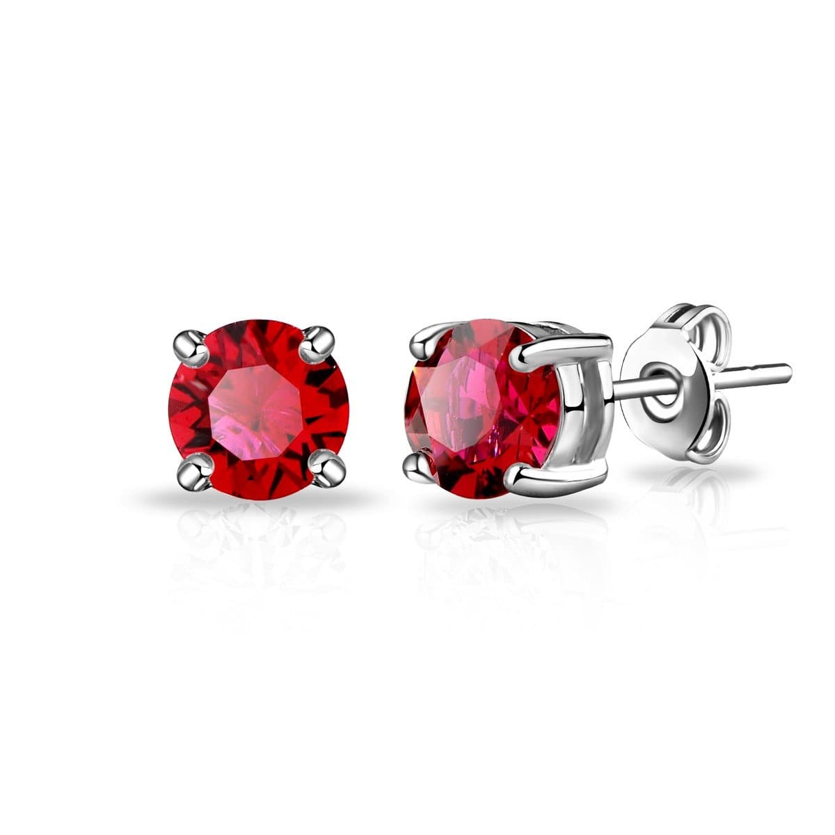 Red Stud Earrings Created with Zircondia® Crystals by Philip Jones Jewellery