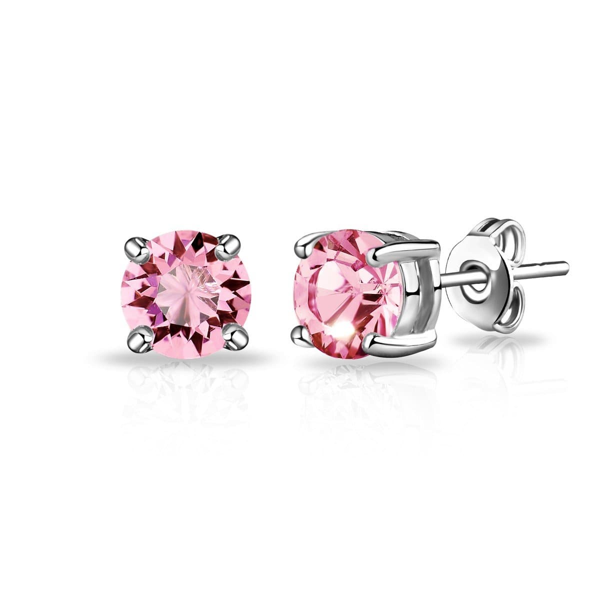 Pink Stud Earrings Created with Zircondia® Crystals by Philip Jones Jewellery