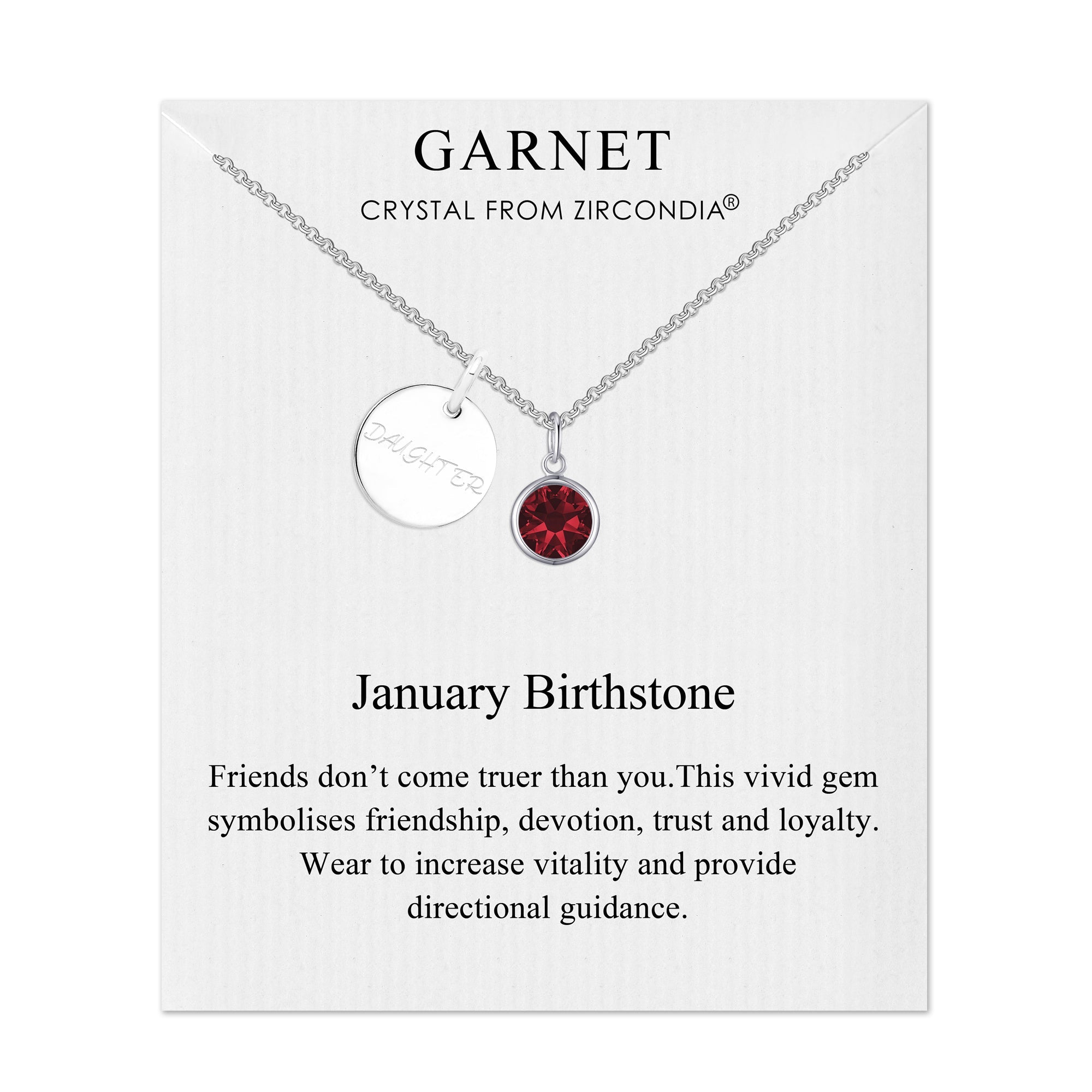 Birthstone Necklace with Daughter Charm Created with Zircondia® Crystals - Philip Jones Jewellery