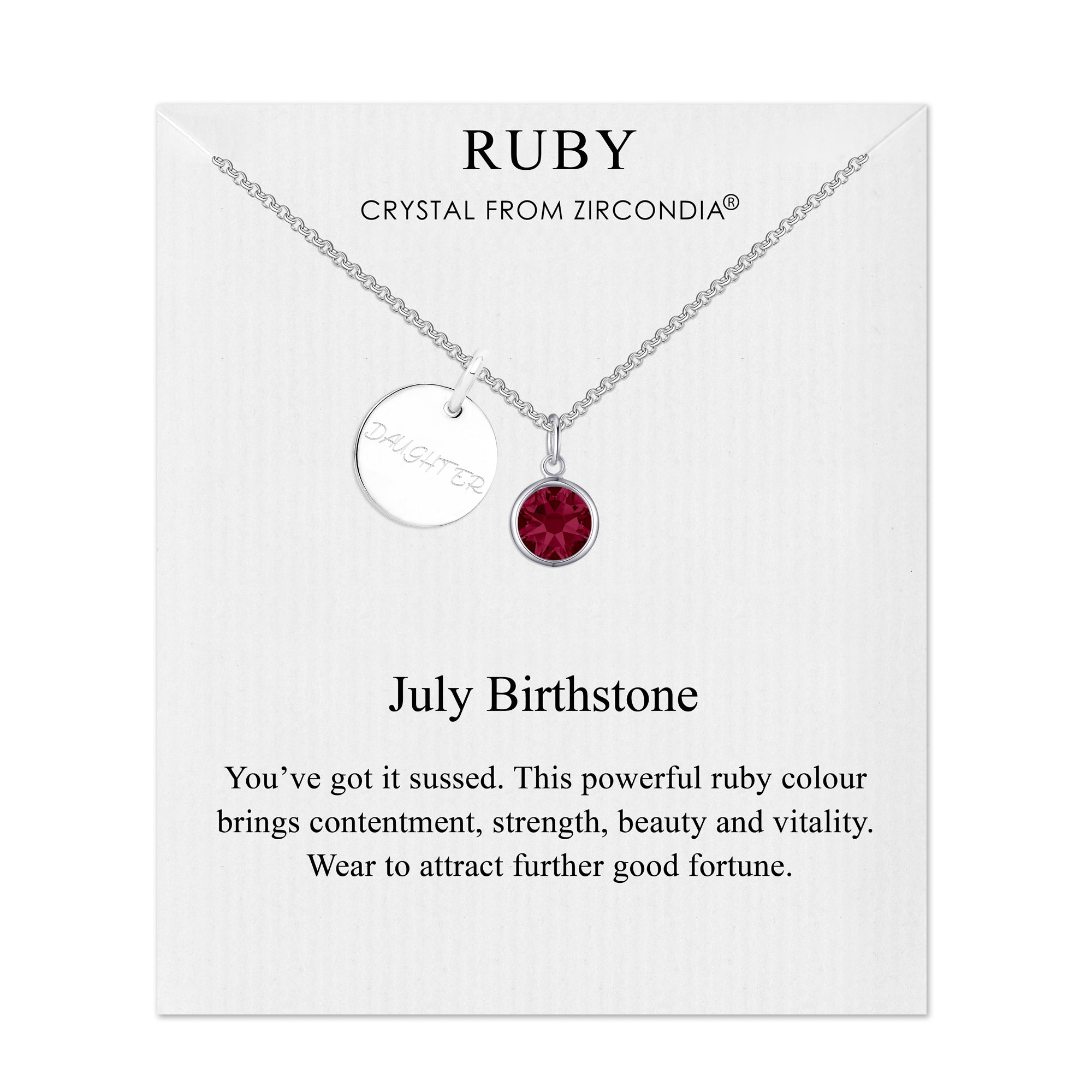 Birthstone Necklace with Daughter Charm Created with Zircondia® Crystals - Philip Jones Jewellery