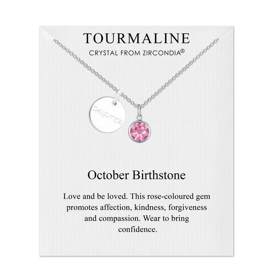 Birthstone Necklace with Daughter Charm Created with Zircondia® Crystals - Philip Jones Jewellery