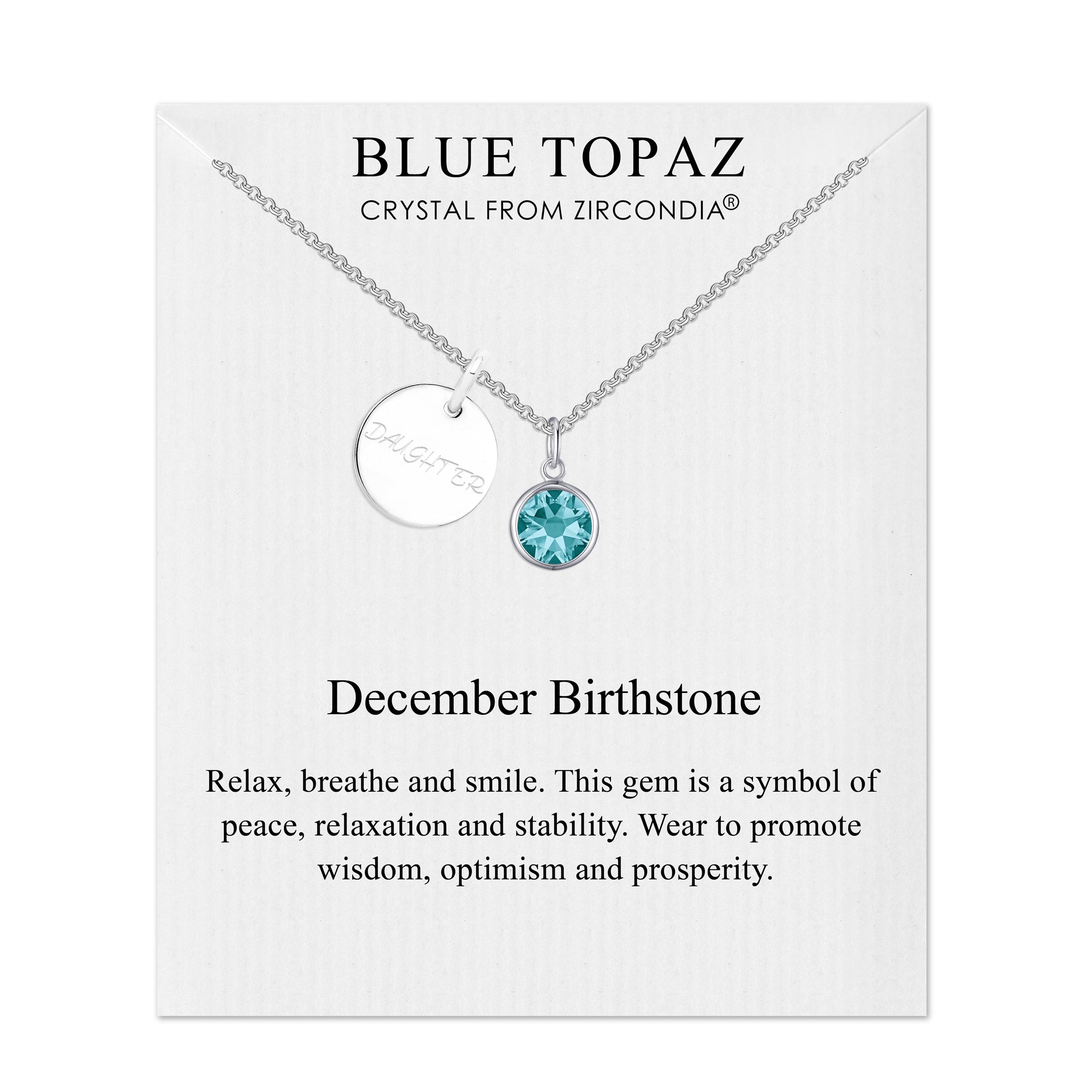 Birthstone Necklace with Daughter Charm Created with Zircondia® Crystals - Philip Jones Jewellery