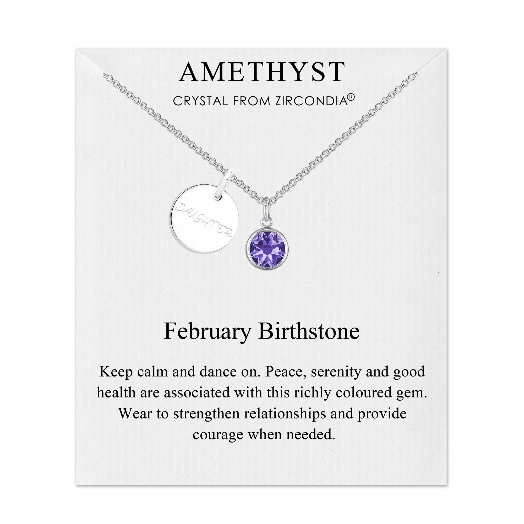 Birthstone Necklace with Daughter Charm Created with Zircondia® Crystals - Philip Jones Jewellery